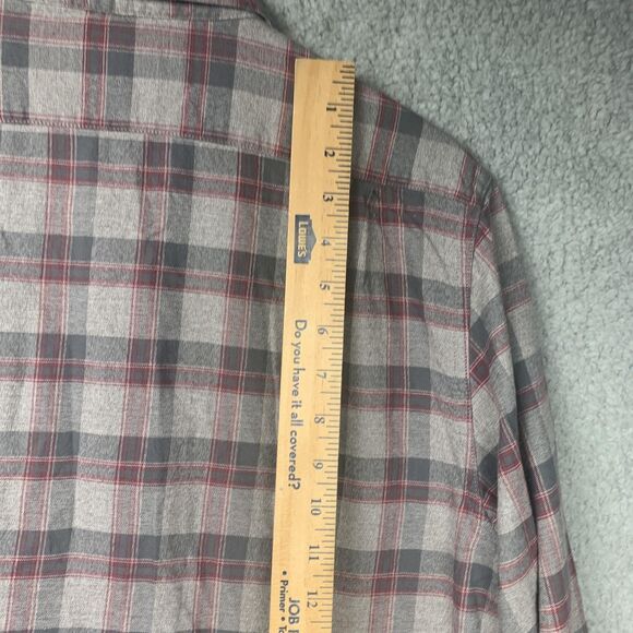 The Normal Brand Shirt Mens Medium Gray Red Plaid Button Flannel Cotton - Picture 11 of 14